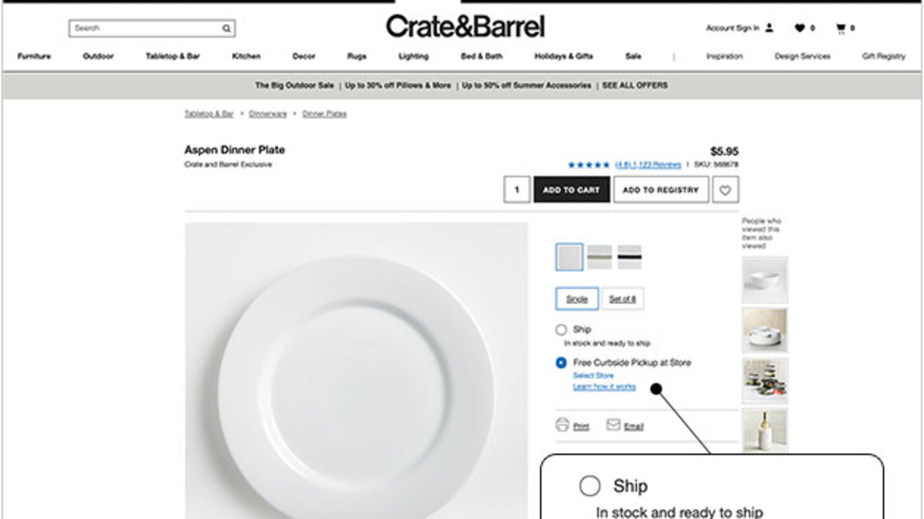 Like many retailers Crate & Barrel is now offering curbside pickup. This type of new service will likely prove worthy of continuing post-COVID.