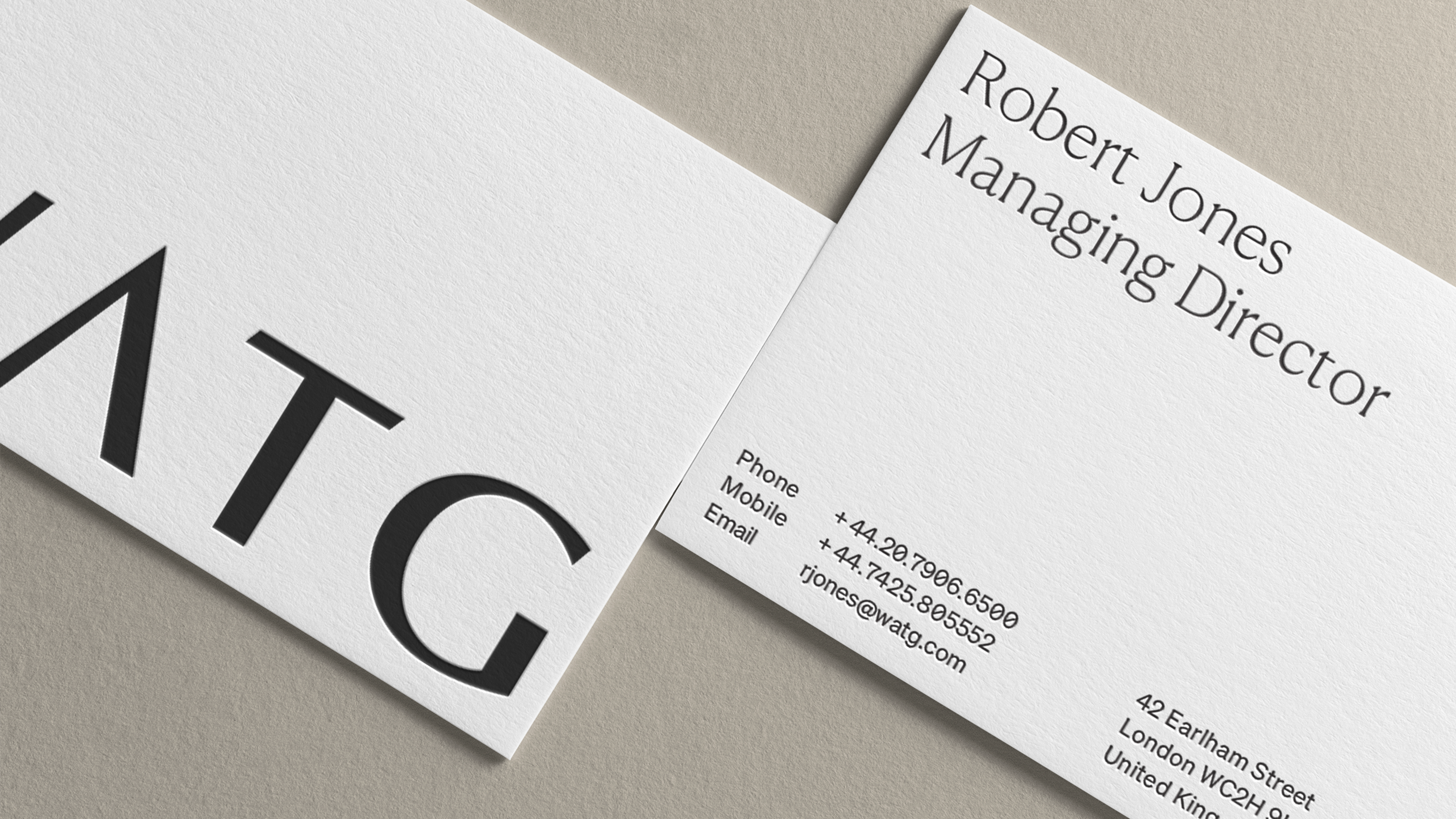A detailed photo of WATG business card
