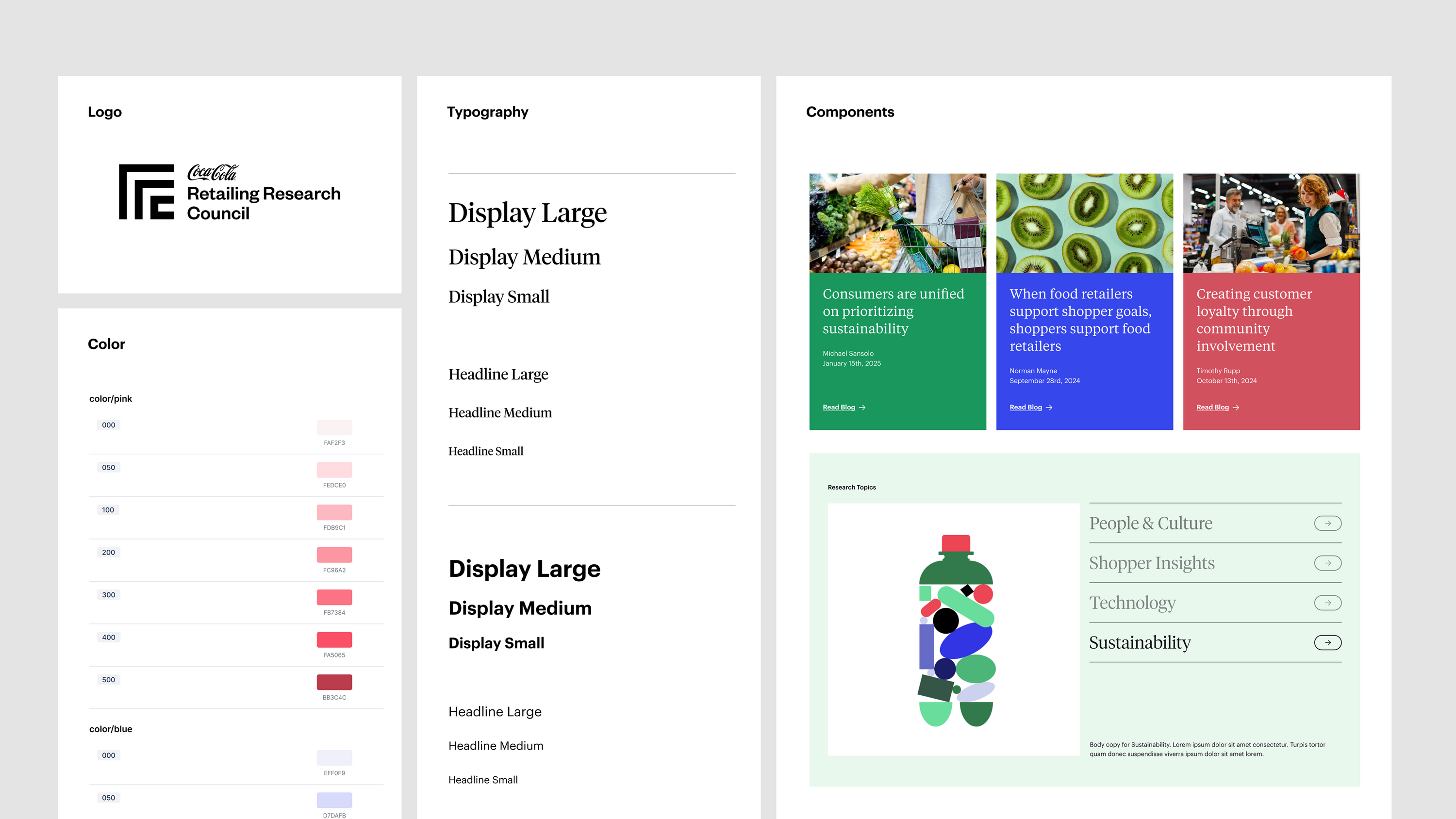 Design system and component library designed by IfThen for the Coca-Cola Retailing Research Council