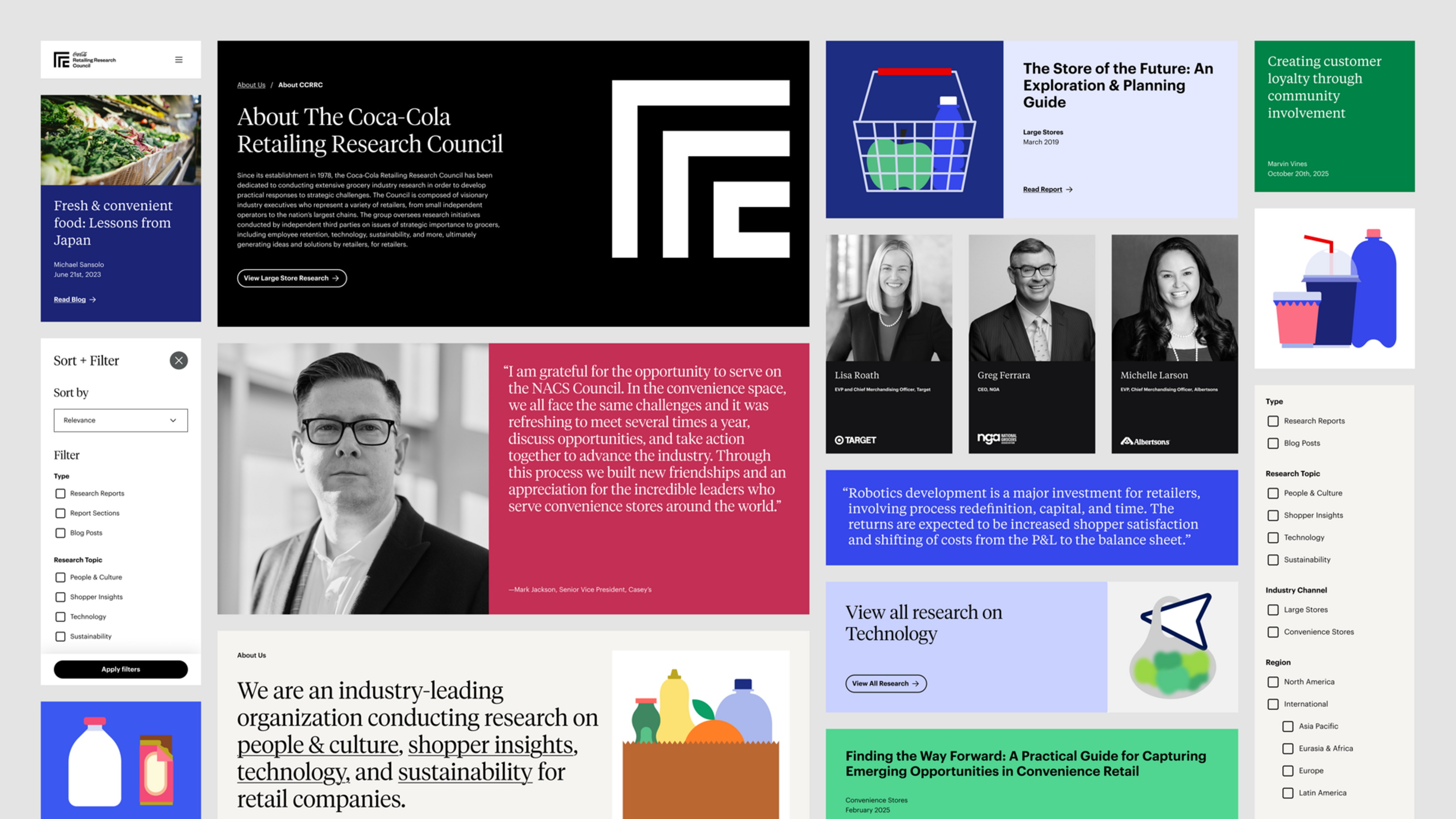 Component set for the Coca-Cola Retailing Research Council's design system.