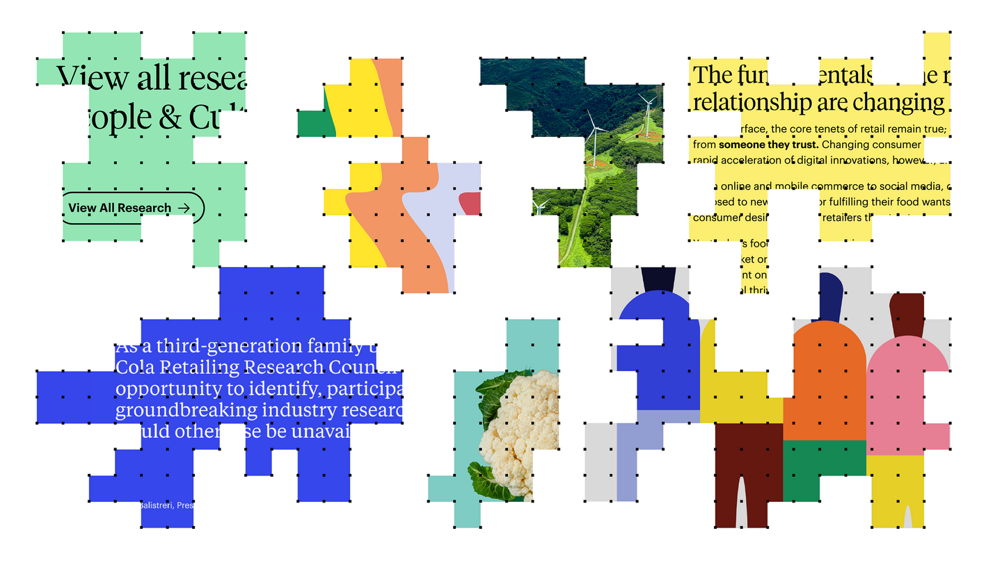 A pixel mosaic of our client work that demonstrates IfThen's services in Ai