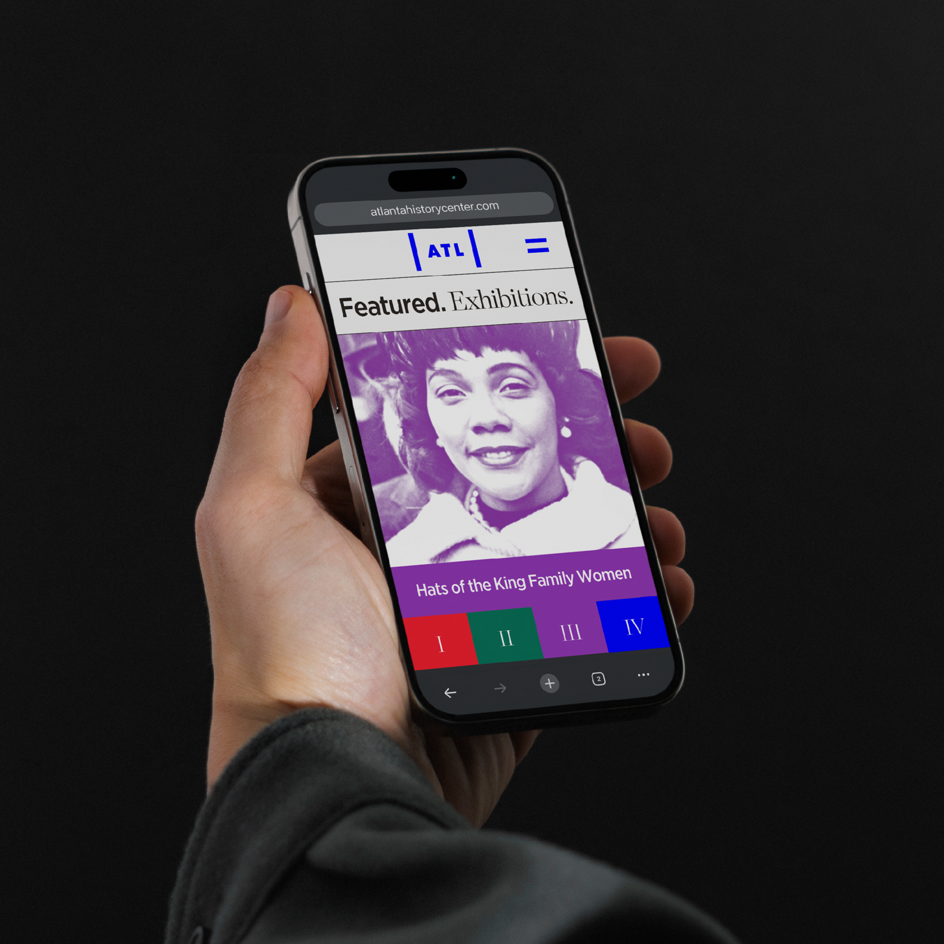 Featured Exhibitions mobile website for Atlanta History Center designed by IfThen