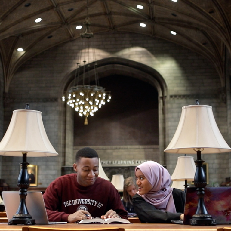 Studens in Harper Library